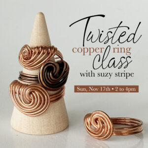 Twisted Copper Ring with Suzy Stripe