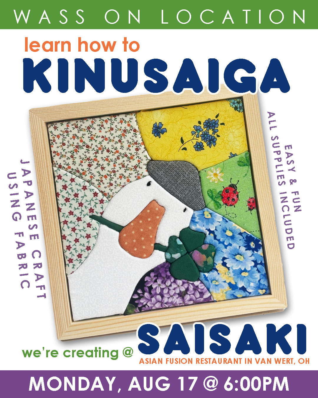 Kinusaiga Fabric Art Class at Saisaki Van Wert
